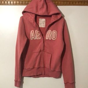 Aeropostale Mauve Semi Button Down Hoodie